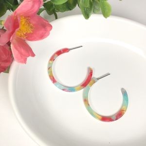 Resin Tortoise Shell Hoop Earrings